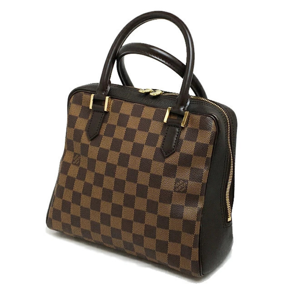 Louis Vuitton Brera Damier Top Handle Bag Canvas Leather Black Brown